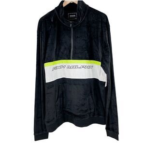 Pink Dolphin Tech Script II Velour Jacket Pullover Black XL